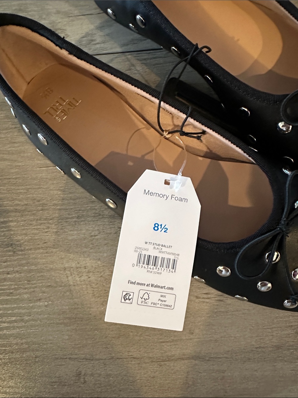Time and Tru Black Studded Ballet Flats - Women's - Picture 2 of 4